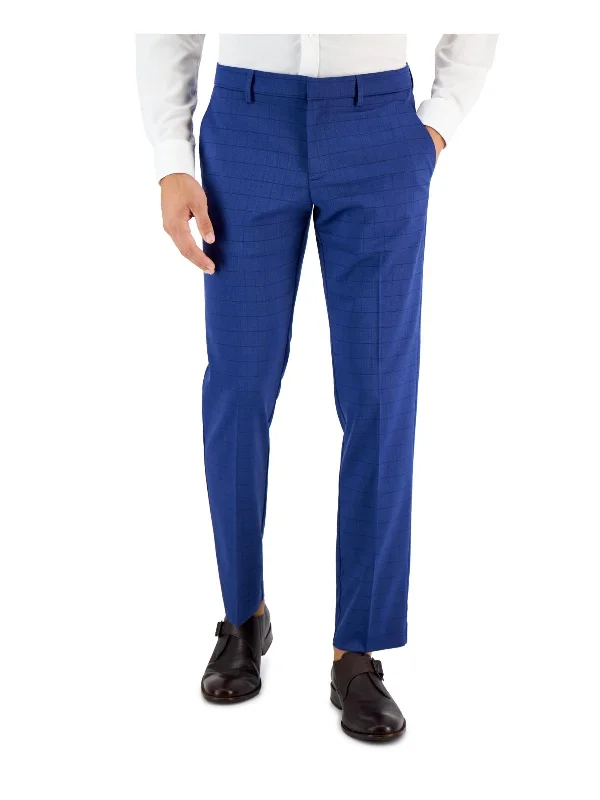 Tonal Mens Check Print Slim Fit Suit Pants