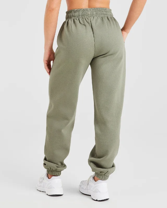 Varsity Graphic Oversized Joggers - Muted Olive