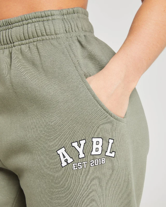 Varsity Graphic Oversized Joggers - Muted Olive