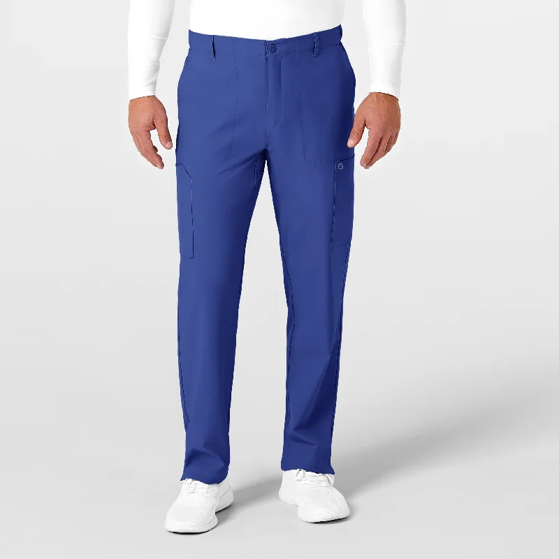 W123 Men's Flat Front Cargo Scrub Pant - Galaxy Blue