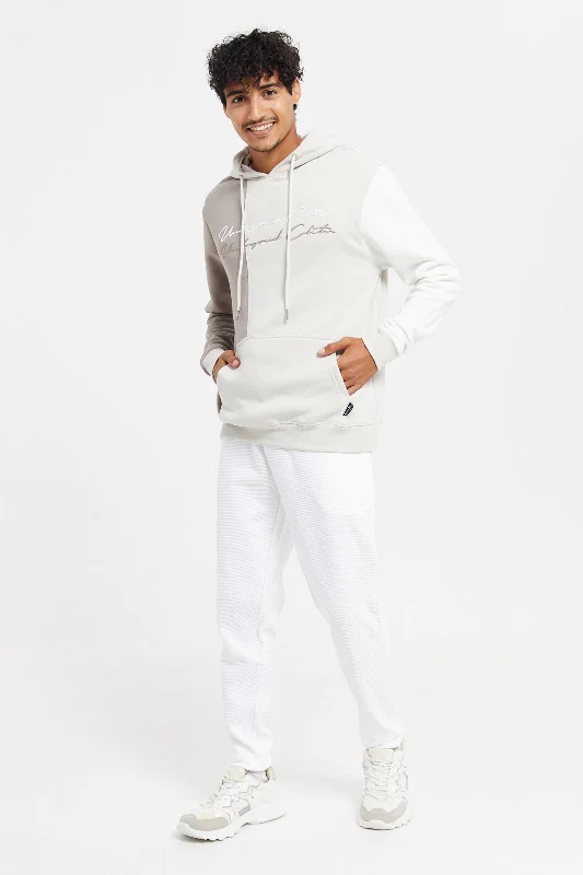 Men White Plain Joggers