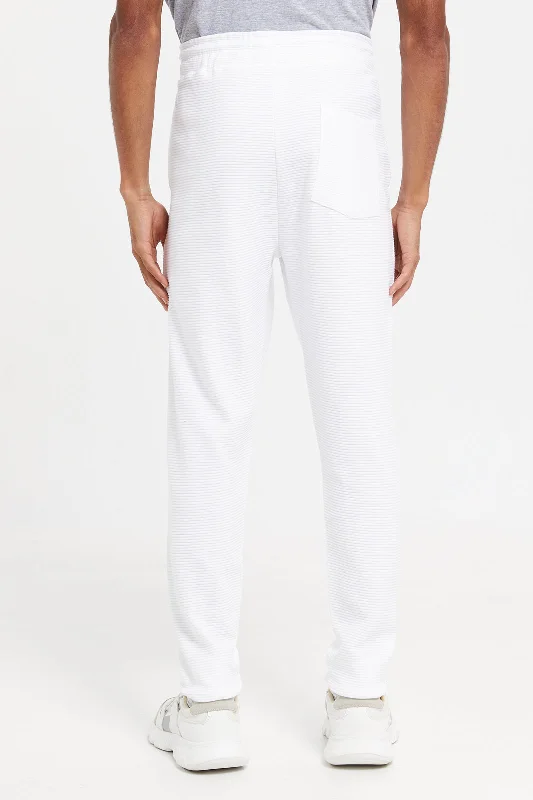 Men White Plain Joggers